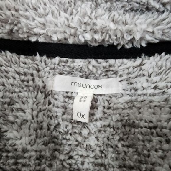 Maurices Plus Size Gray Buffalo Plaid Yoke Snap Front Sherpa Pullover Sweatshirt - Picture 10 of 12